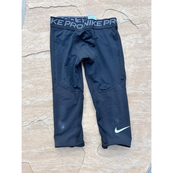 Nike Pro Pants Youth Boys Tight Fit Leggings Active Workout Black Size M - Picture 1 of 2